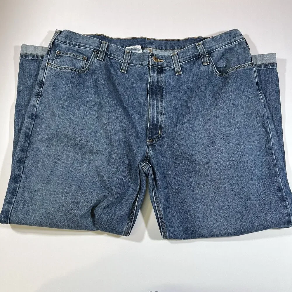 Carhartt BD1483-M Relaxed Fit Medium Wash Denim Jeans Pants Men's 46x30